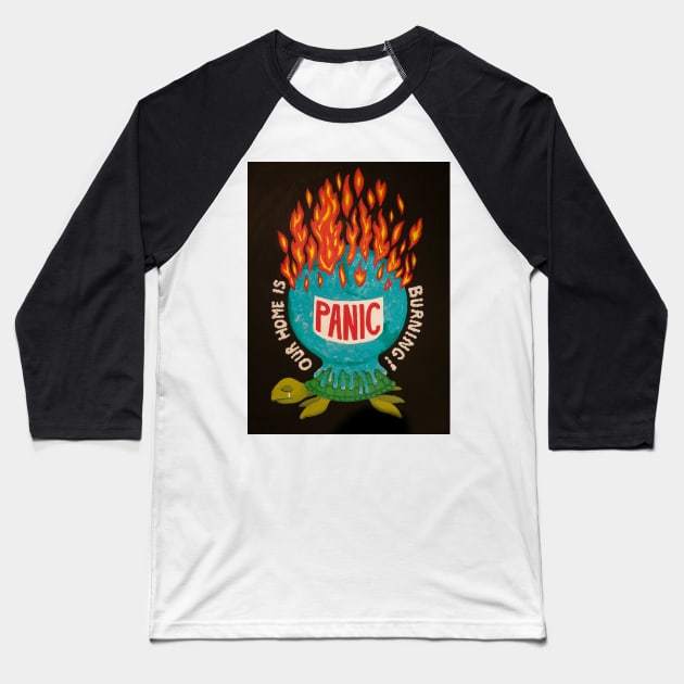 Burning Planet Baseball T-Shirt by SoozieWray